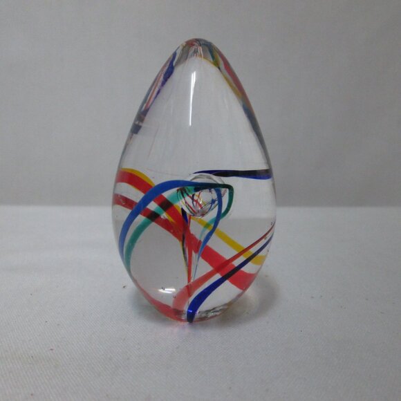 GES Glass Eye Studio Vintage 1996 Glass Paperweight figurine swirl 3" SIGNED - Picture 1 of 7